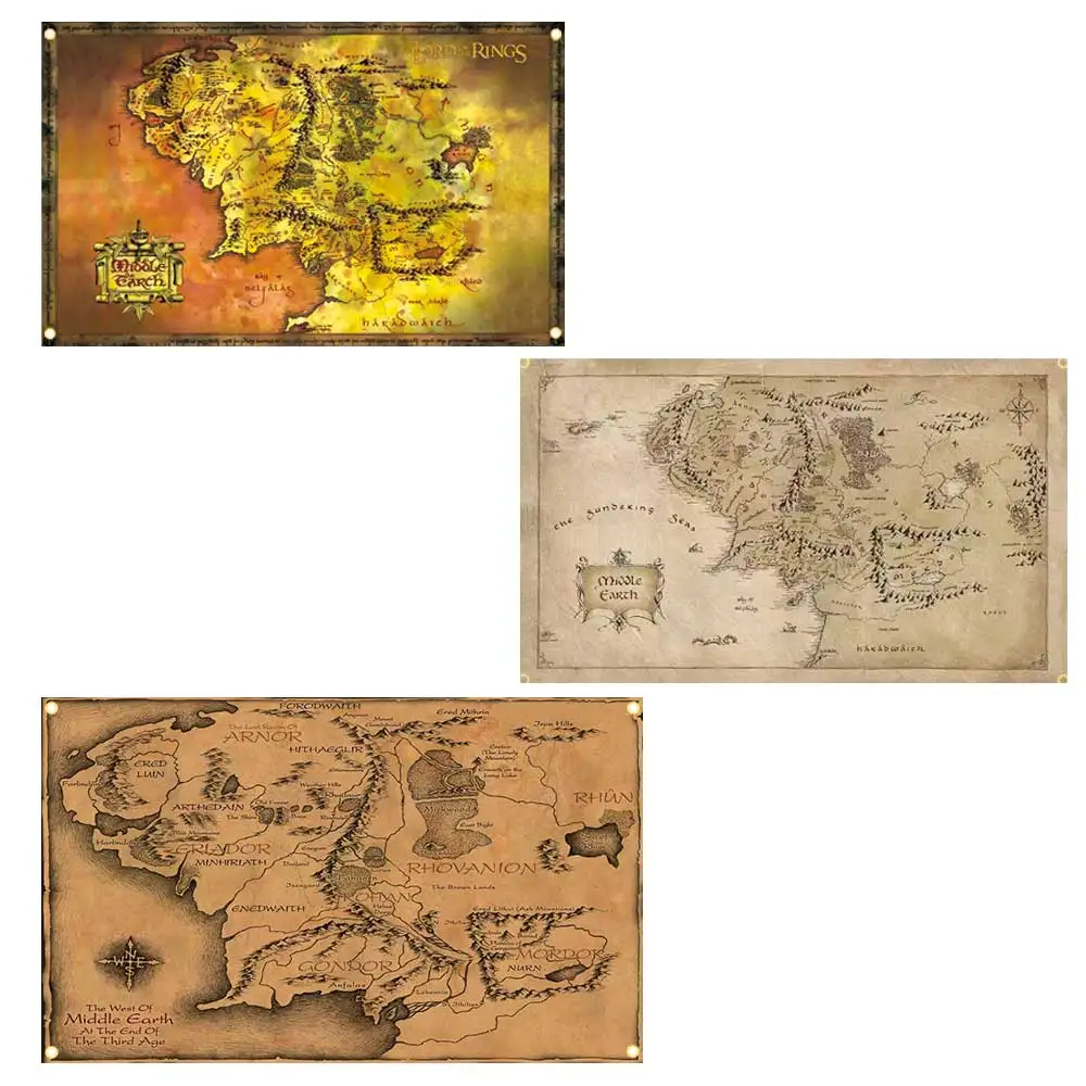2x3fts 3x5fts 5x8fts Middle Earth Map L-Lords Of The R-Rings Flag Tapestry For Bedroom Home Outdoor Decor Wall Hanging Banner
