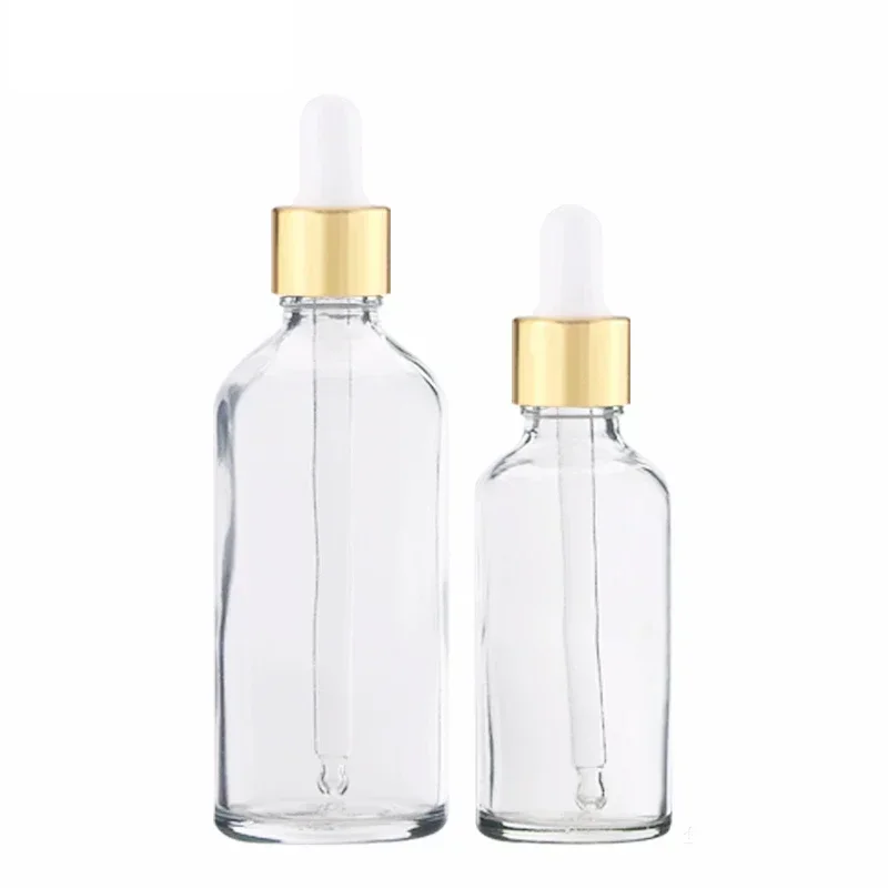 28PCS 30ml/50ml Essential Oil Glass Aromatherapy Liquid Drop for Massage Pipette Bottles Refillable Gold Silver Black Dropper