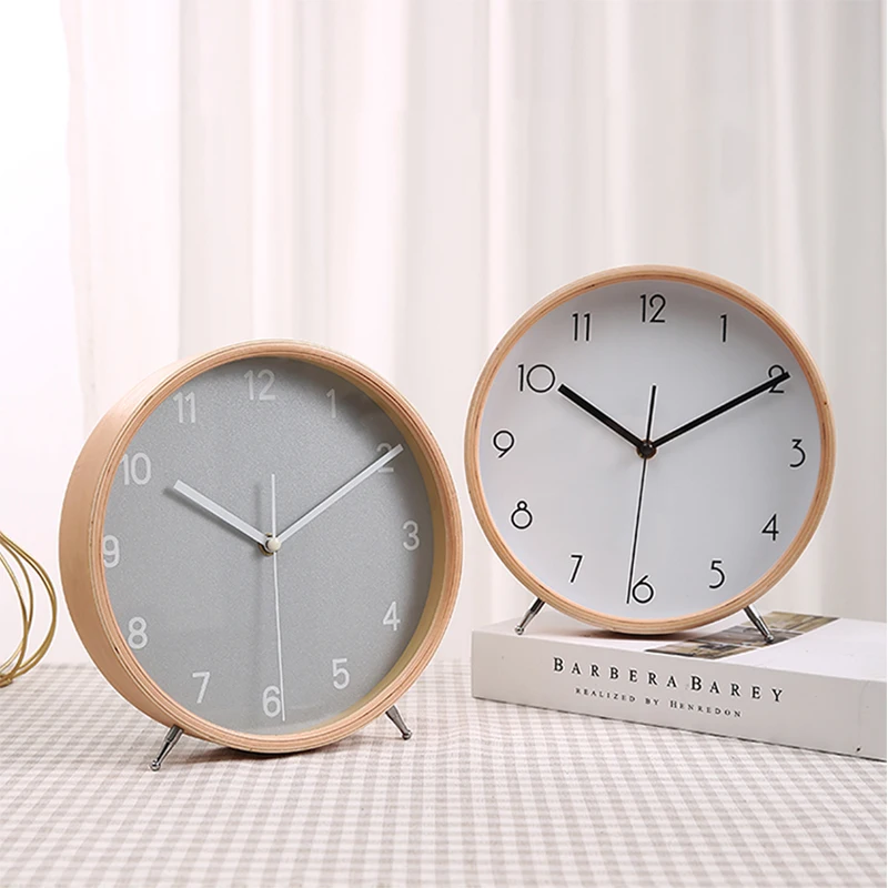 8inch Simple High Quality Wooden Clock Nordic Style Modern Fashion Classical Timepiece Creative Energy Saving Living Room Decora