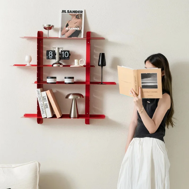 ‌Modular Wall Mounted Shelves -Adjustable Metal Rack for Home/Office Space-Saving Floating Display Unit Industrial Style Storage