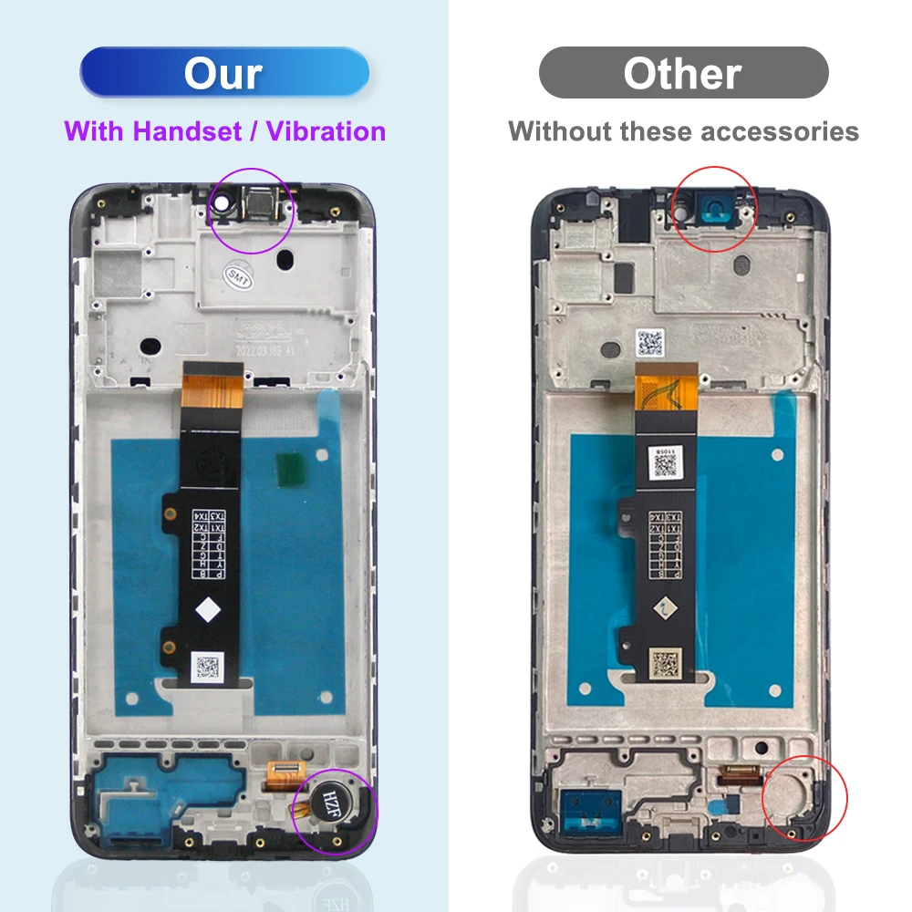 6.5 "wyświetlacz amolowany do Motorola Moto E20 z ekranem dotykowym Digiziter zamiennik zespołu do XT2155-1 Moto E20 XT2155 z ramą