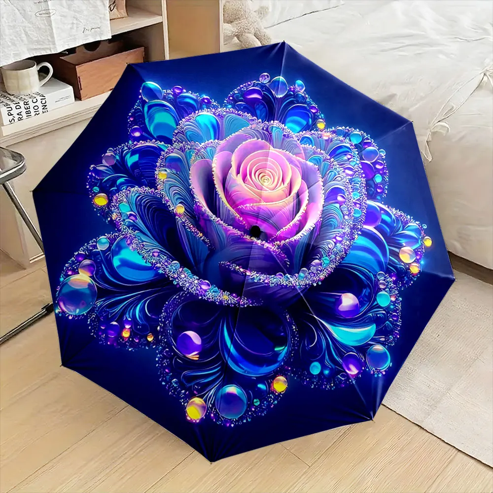 parapluie-artistique-a-motifs-de-roses-violettes-et-de-petales-bleus-portable-impermeable-ideal-pour-se-proteger-du-soleil-et-de-la-pluie-lors-de-vos-deplacements-en-exterieur-ou-a-la-plage