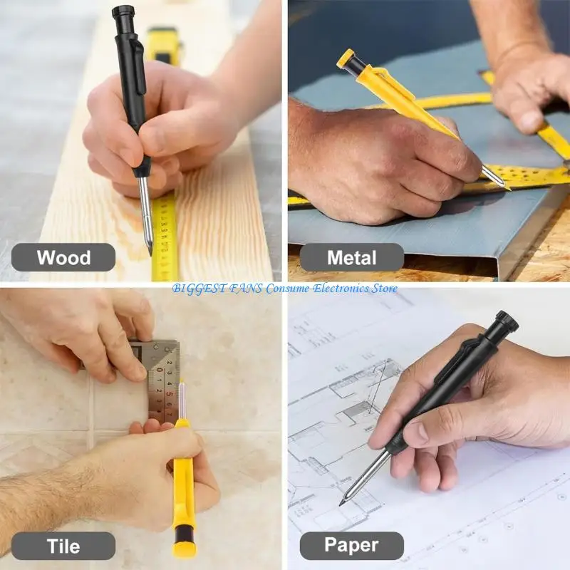 F68B Ergonomic Deep Holes Marker Pen Carpenter Drafting Pencil For Fine Woodworking Projects Engineering And Crafting