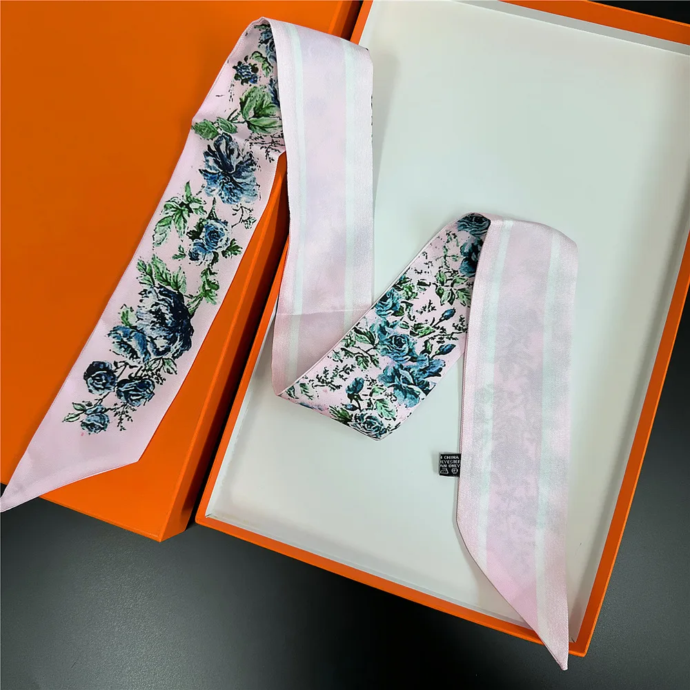 Womens Tarot Floral Scarf European Rose Pattern Silk Bandana Neck Tie Gift Present Ribbon Bag Accessories Wrap Her Fashion