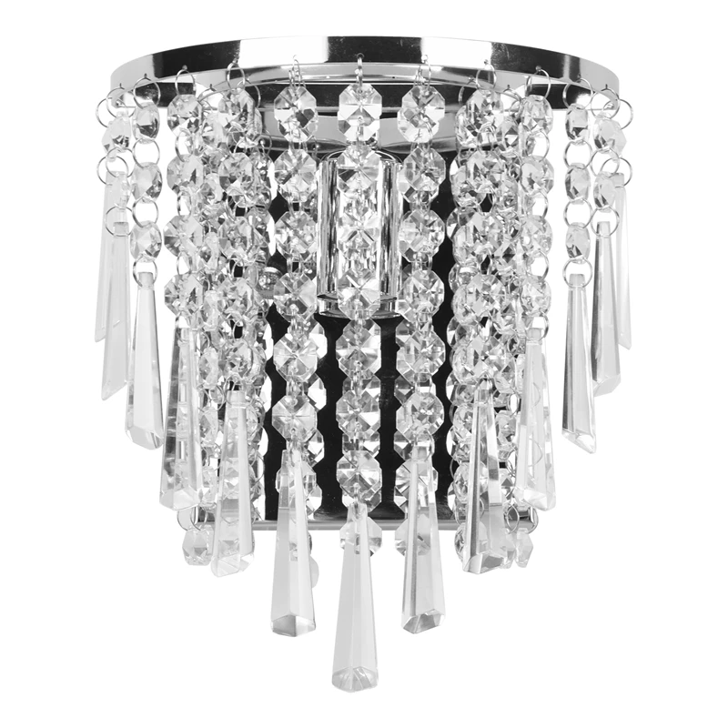 

Modern Crystal Wall Lamp Chrome Sconce Wall Light for Living Room Bathroom Home Indoor Lighting Decoration-A42I