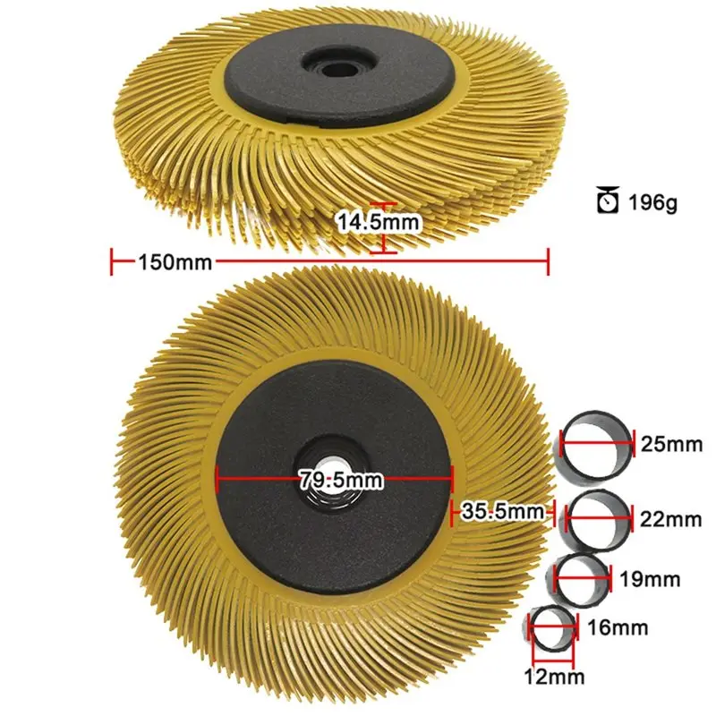 ABUH-6 Inch Nylon Abrasive Grinding Wheel Brush Long Lifespan Tool Rust & Paint Removal For Metal Stainless Steel For Paint