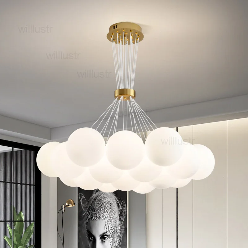 Modern Planet Glass Ball Pendant Light Blue Yellow Gray White Globe Suspension Lamp Hotel Shop Mall Bar Cafe Hanging Lighting