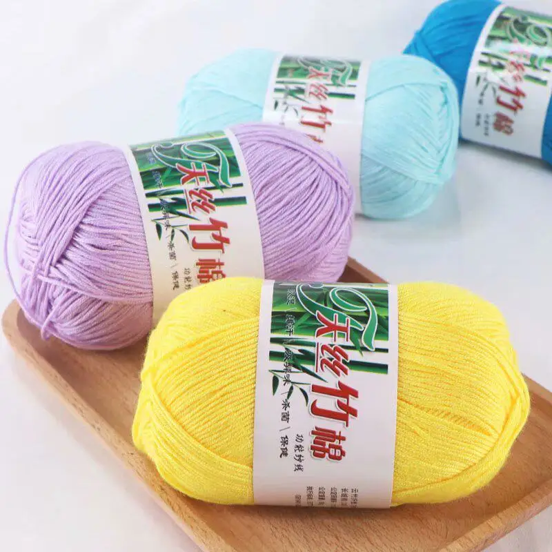 5Pcs Total 250g Bamboo Knitting Yarn Soft  Summer Crocheting Bamboo Yarn For Crochet and Hand Knitting Sweater Hat Pet Bed