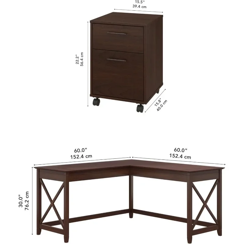 Escritorio en forma de L con cajón, sala de estar archivador móvil para, dormitorio, oficina, fácil de montar