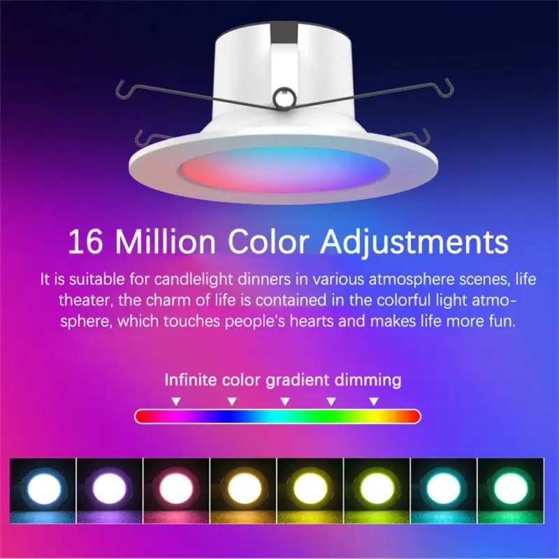 Smart Led Downlight 16 Million Color Adjustments Wireless Dimmable Rgb Bt Mesh Spotlight Light 9w Time Switch