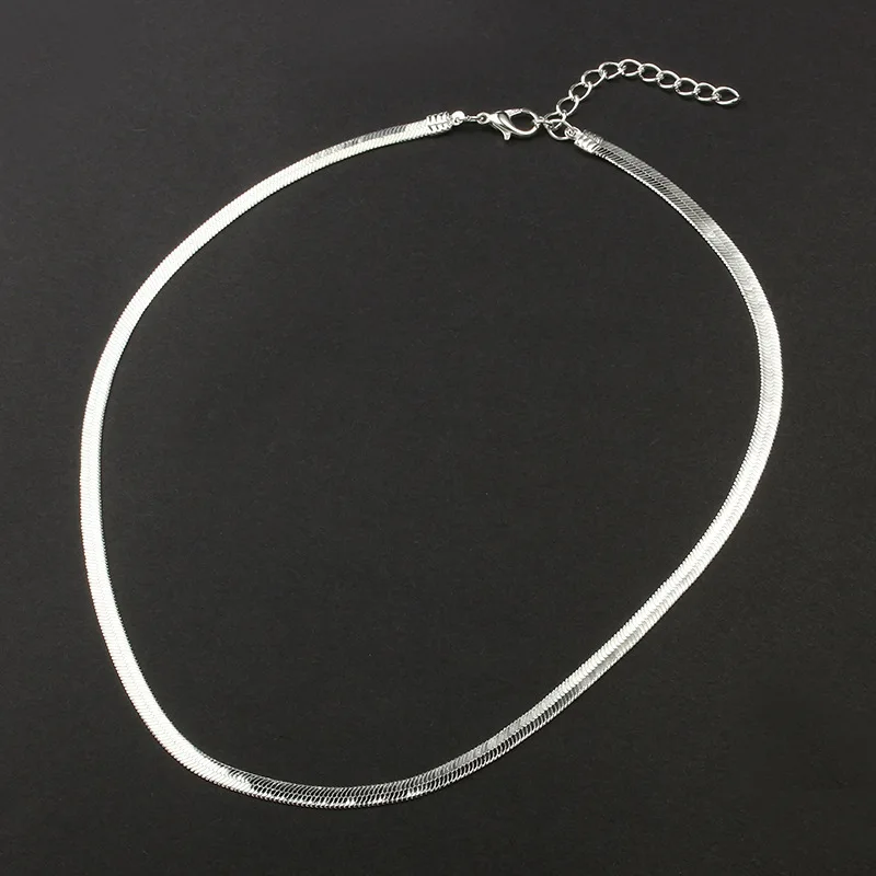 

Simple Fashion Trend New In Necklace Flat Smooth Snake Chain Men Women Couples Jewelry Accessories Souvenirs