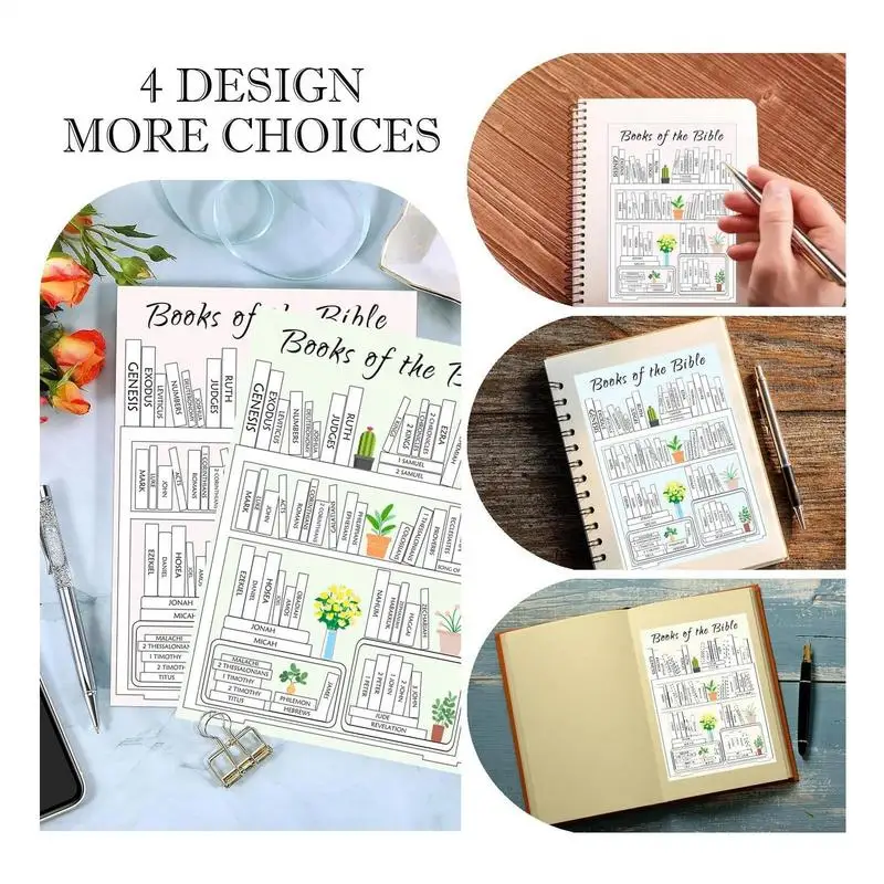 8Pcs Christian Bible Book Stickers Bookshelf Display Bible Labels Christian Shelf Labels Scripture Guide Study Supplies