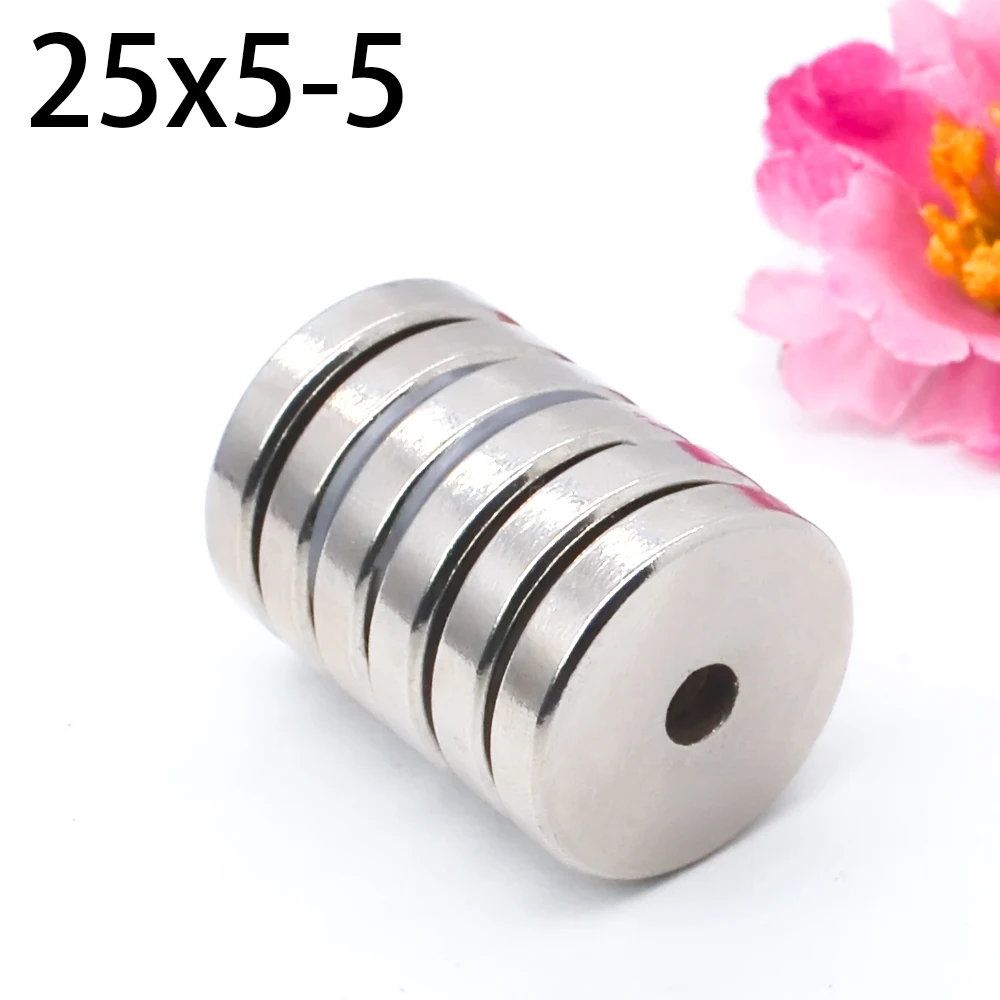 

1-200PCS 25x5-5 mm Permanent NdFeB Strong Magnets 25*5 mm Hole 5mm Round Countersunk Neodymium Magnetic Magnet 25X5-5mm 25*5-5mm