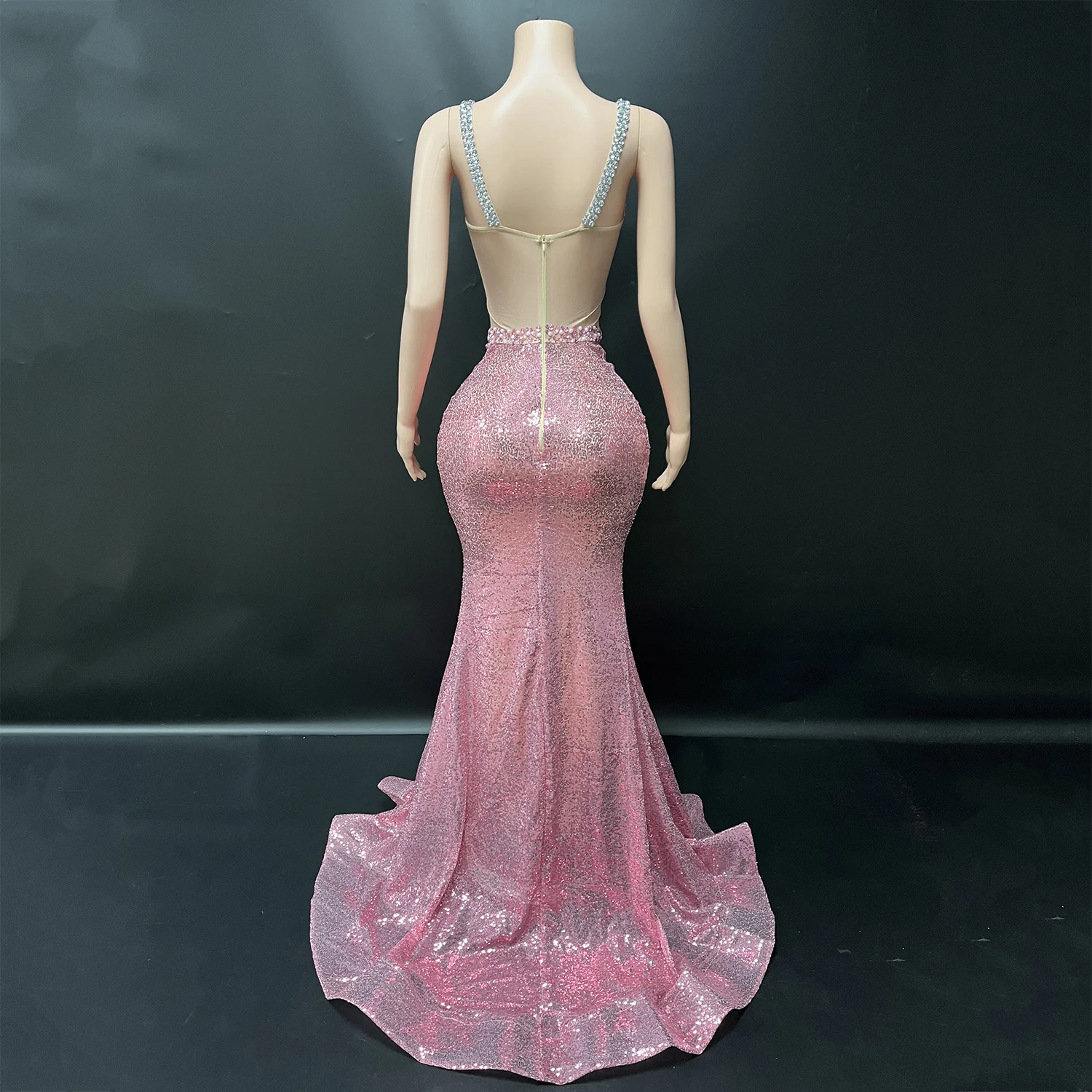 Elegante rosa strass glitter vestido de noite cocktail festa de aniversário vestido de festa de casamento vestido de sereia africano