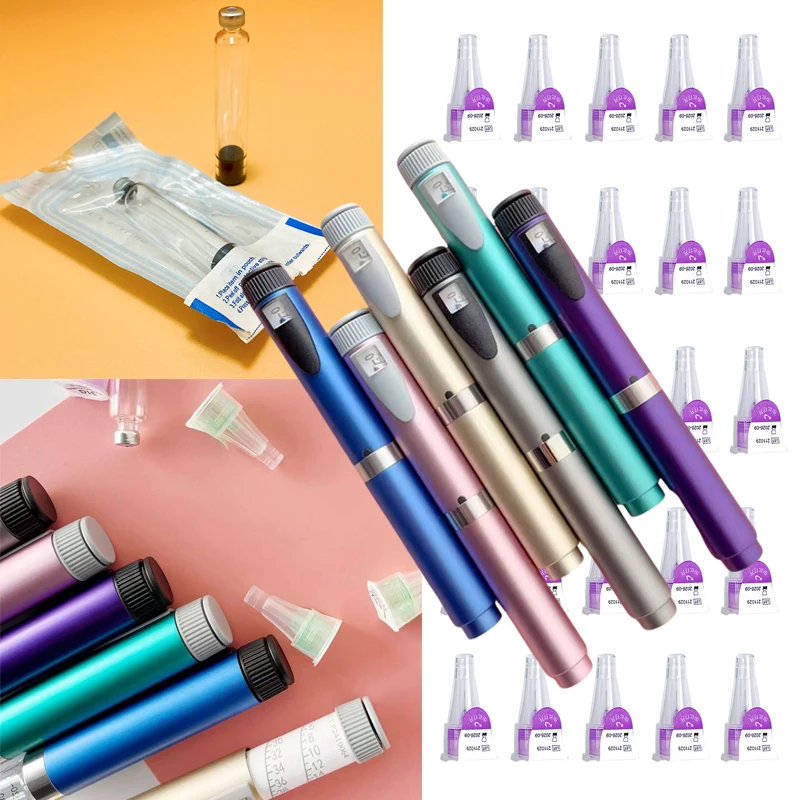 1PC Insulin Pen for Diabetics Injection 10PCS Cartridges Cassette Bottles 10PCS Needles Anti-wrinkle Beauty Instrument Tool