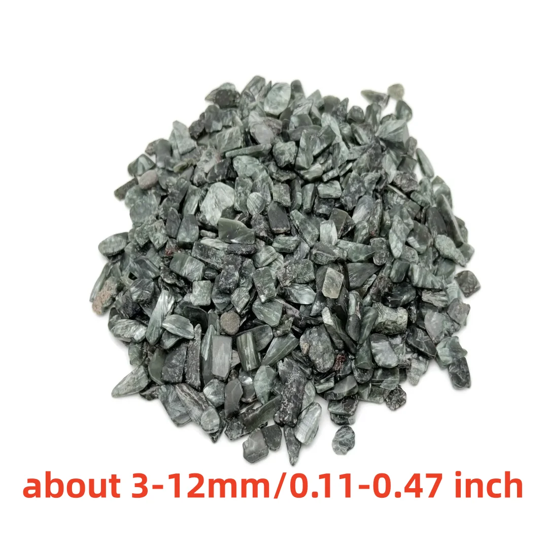 3-12mm Natural Seraphinite Chips Tumbled Crystal Gravel for Decoration, Seraphinite Crystal Chips, Crystal crushed stone