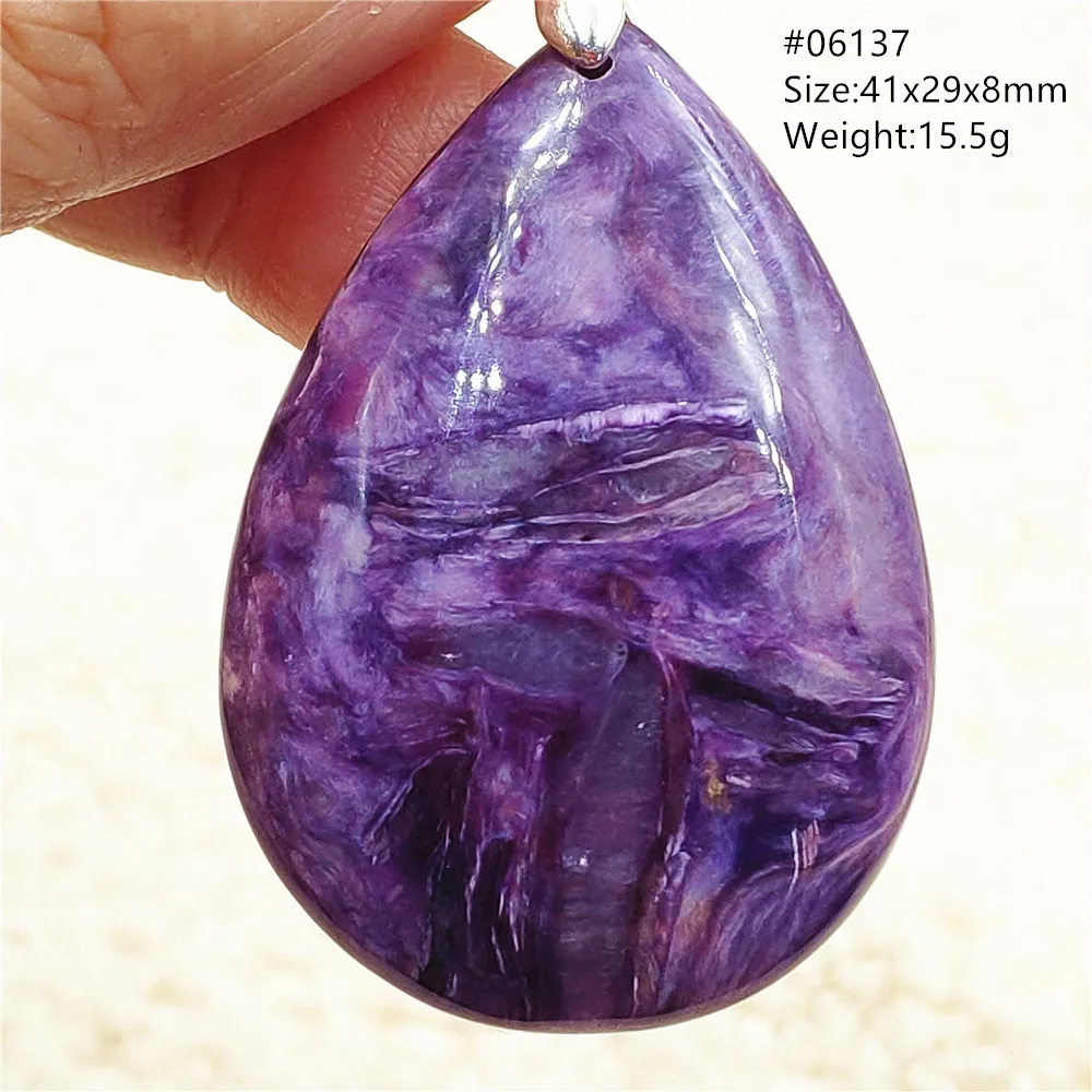 Natural Purple Charoite Water Drop Pendant NecklaceCharoite Jewelry Best Gift 925 Sterling Silver AAAAAA 3