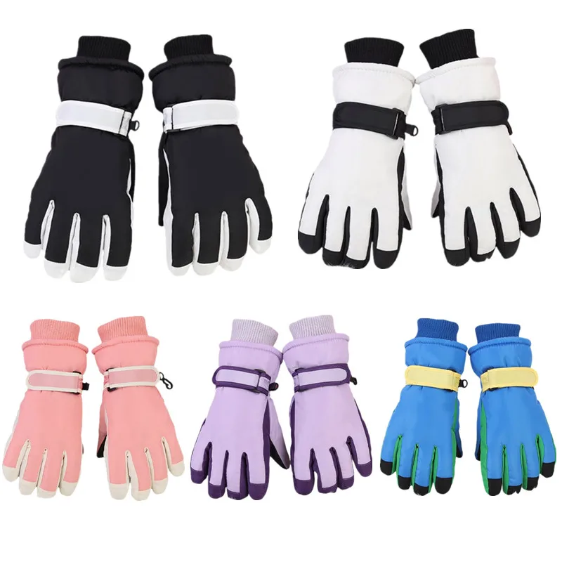 

Winter Thicken Warm Children's Ski Gloves Windproof Fleece Lined Boys Girls Gloves for 3-17 Years Kids Outdoor Cycling Mittens