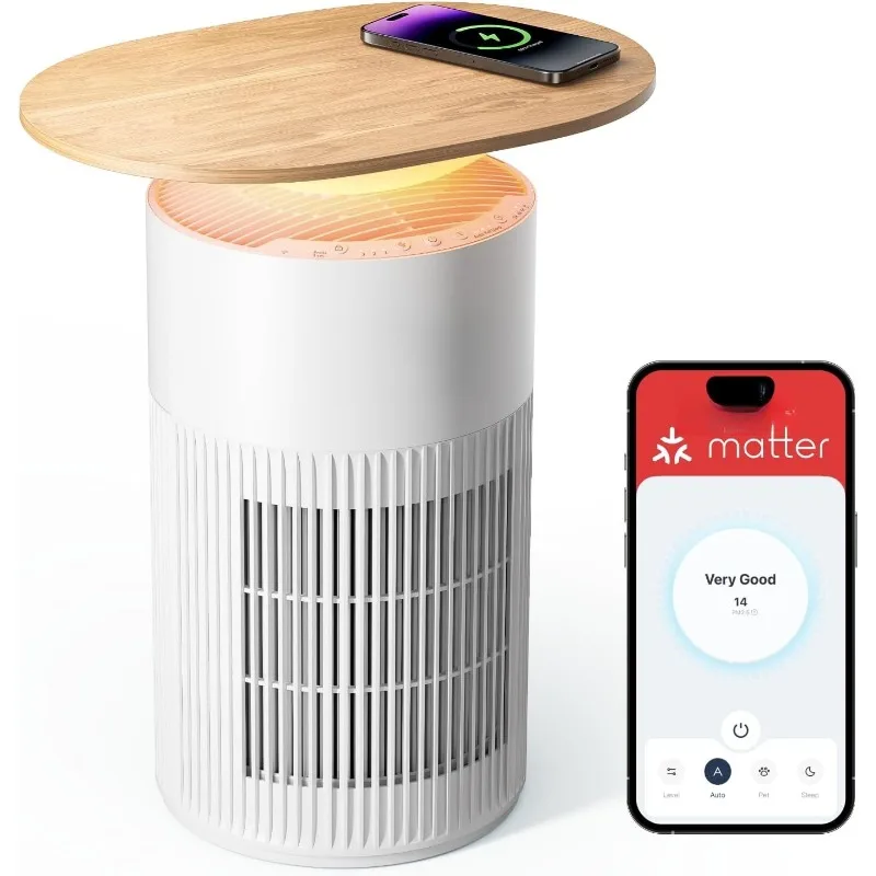 

Таблица очистителей воздуха 4 в 1, имеет значение, до 3620 футов, HEPA-фильтр для домашних животных, беспроводная зарядка, моющийся предварительный фильтр, 1