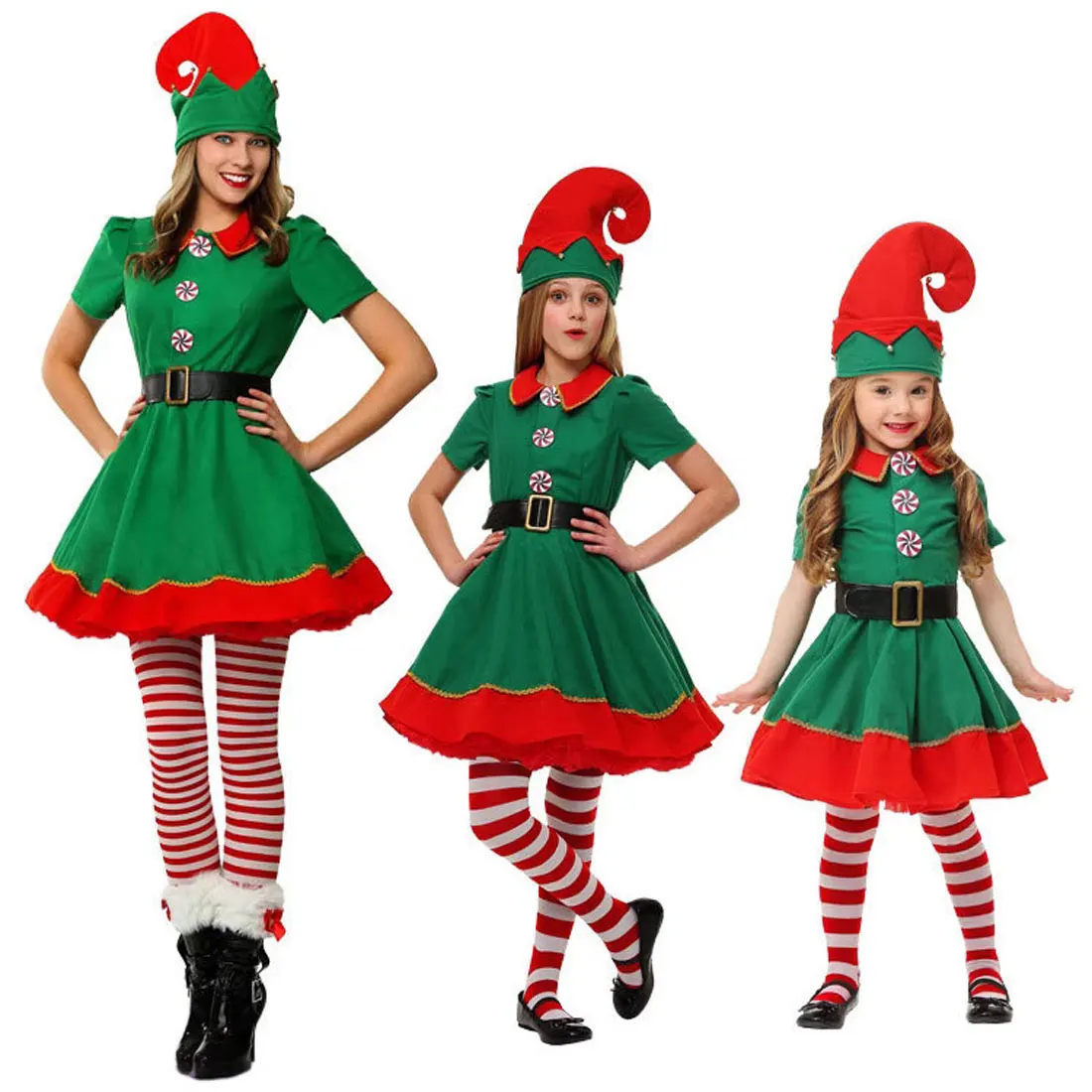 فستان سهرة أخضر لحفلة عيد الميلاد لعام 2025، بدلة فستان لطيفة ودافئة على قزم عيد الميلاد