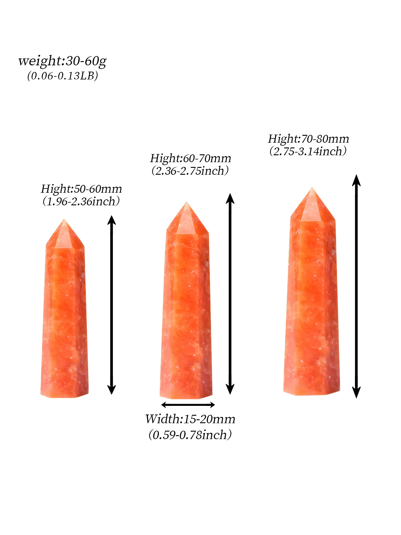 1pc Natural Crystal Point Sunstone Healing Stone Quartz Tower Orange Wand Ornament for Home Decor Reiki Energy Stone Pyramid