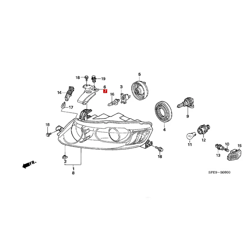 Ho nd a Th e Od ys se y شريط زخرفي للمصابيح الأمامية اليسرى