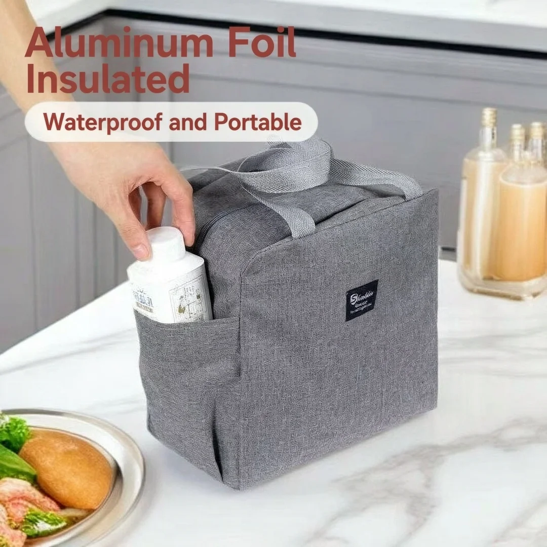 Portable Insulated Bag for Office Workers, Insulated Lunch Bag with Thickened Aluminum Foil, Large Capacity Lunch Bag