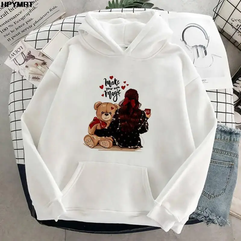 Oversize Hoodies Women Kawaii Pattern Printing Cute Clothing Sweatshirts Casual Tracksuit Long Hoodies Pullover Tops Streetwear