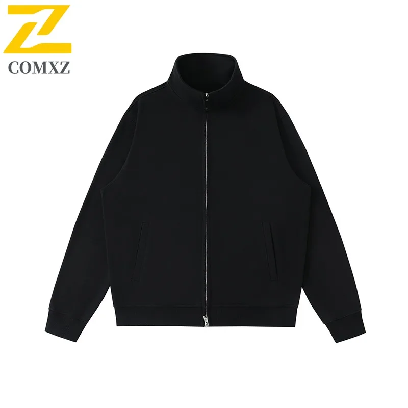 

COMXZ 2025 Mens Jackets Athleisure Stand Collar Windproof Camping Travel Hooded Solid Color Jacket Lightweight Breathable Coat
