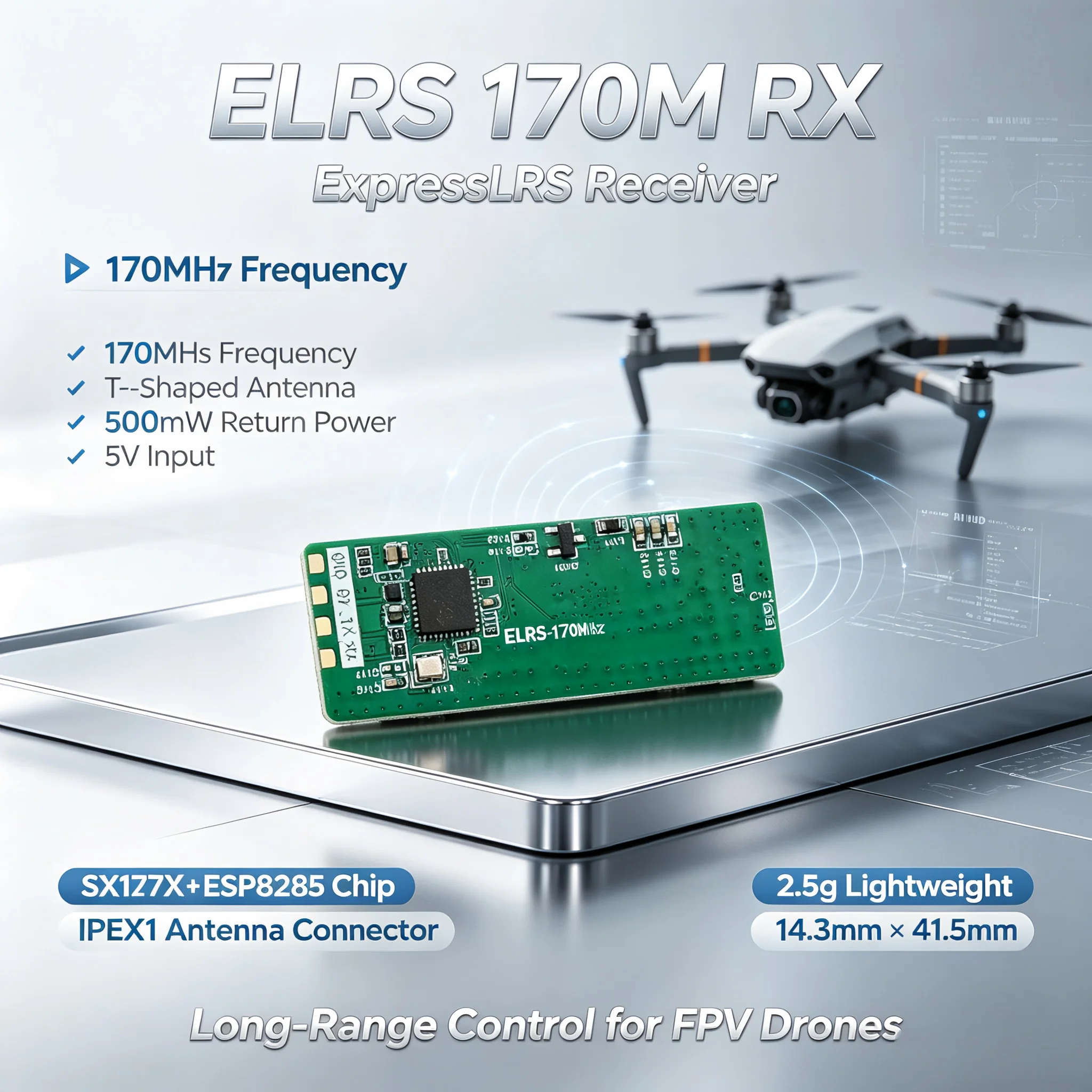 ELRS 170MHz Mini RX ExpressLRS Digital Receiver with Ultra High Sensitivity and Long Range Signal Penetration for RC Parts