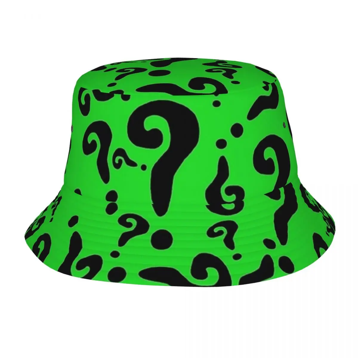 

The Riddler Bucket Hat Green Pattern Hawaii Fisherman Caps For Unisex Funny Fishing Sun Hats Personality Graphic Cap