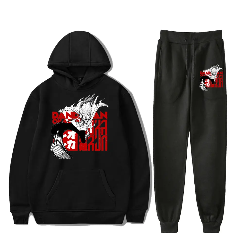 Anime Dandadan Okarun Hoodies Jogger Pants Harajuku Two Piece Set Sweatshirts+Sweatpants Women Men's Set