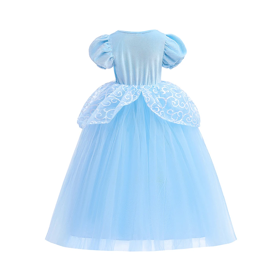 Disney Cinderella Party Dresses For Baby Girls Princess Ball Gown Cosplay Costume Lace Dress Kids Elegant Tutu Dress Clothing