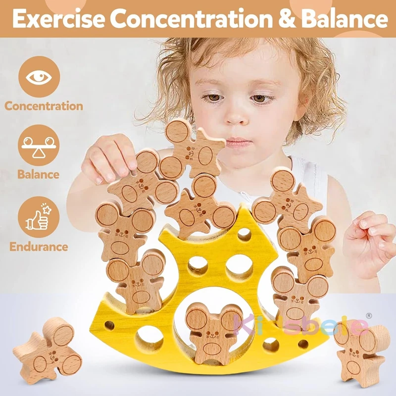 Activities Stacking Montessori Building Blocks Mice and Cheese Balance Stacking Blocks Thinking Logic Puzzle