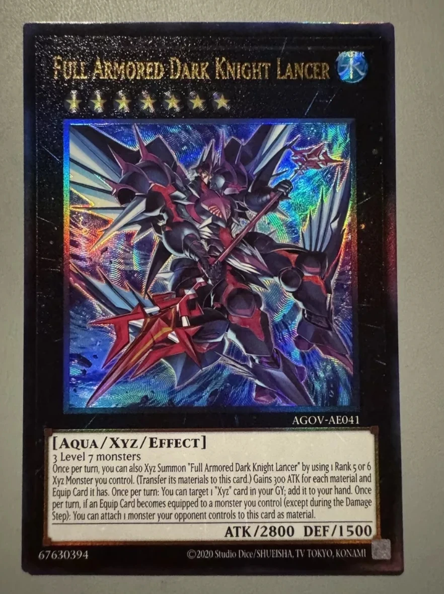 Yugioh KONAMI Duel Monsters AGOV-AE041 Full Armored Dark Knight Lancer Ultimate Rare Asian English Collection Mint Card