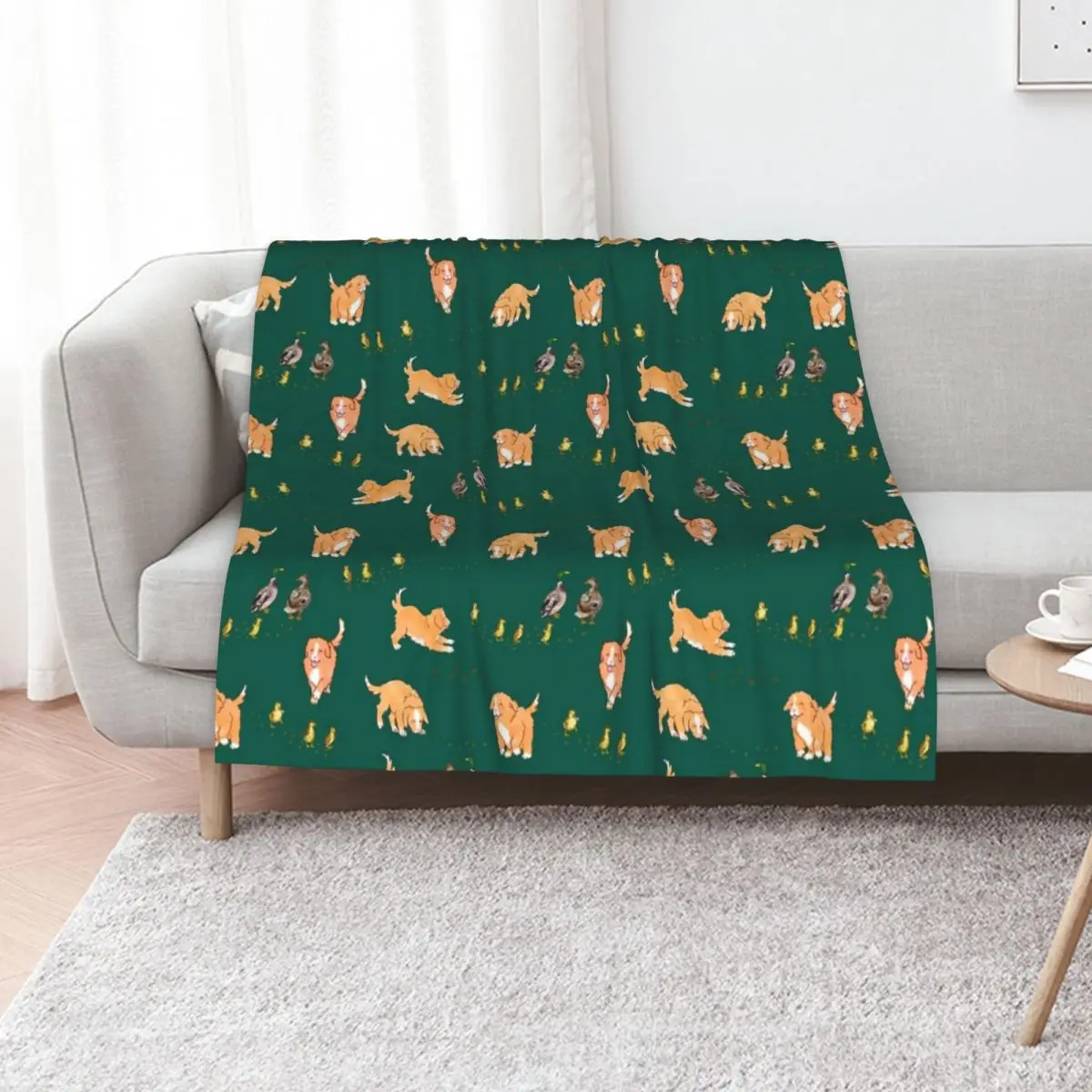 Toller Puppies and Ducklings - Forest Green Throw Blanket Hairy Summer Blankets For Baby wednesday Soft Plaid Beach Blankets