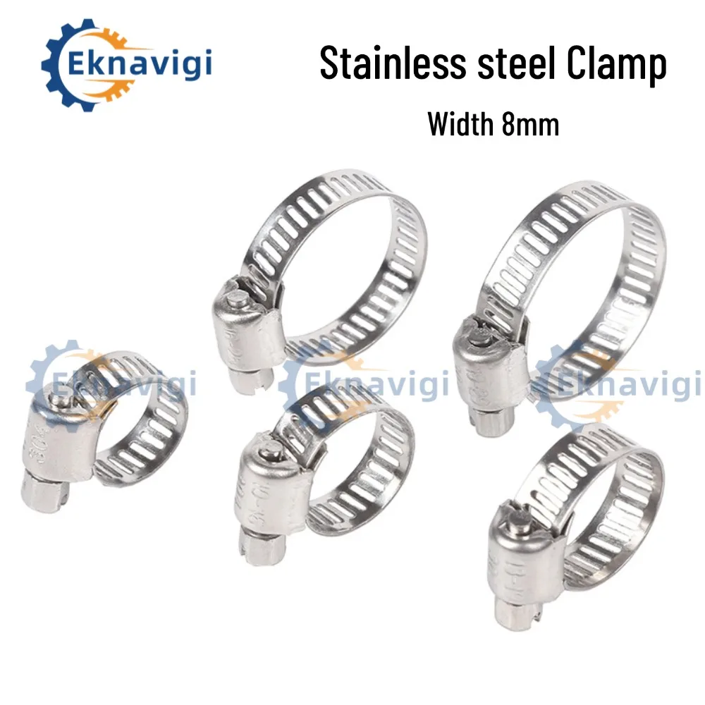 100PCS Width 8MM Full Hole Stainless Steel Throat Hoop Throat Hoop Pipe Pipe Clamp Hoop