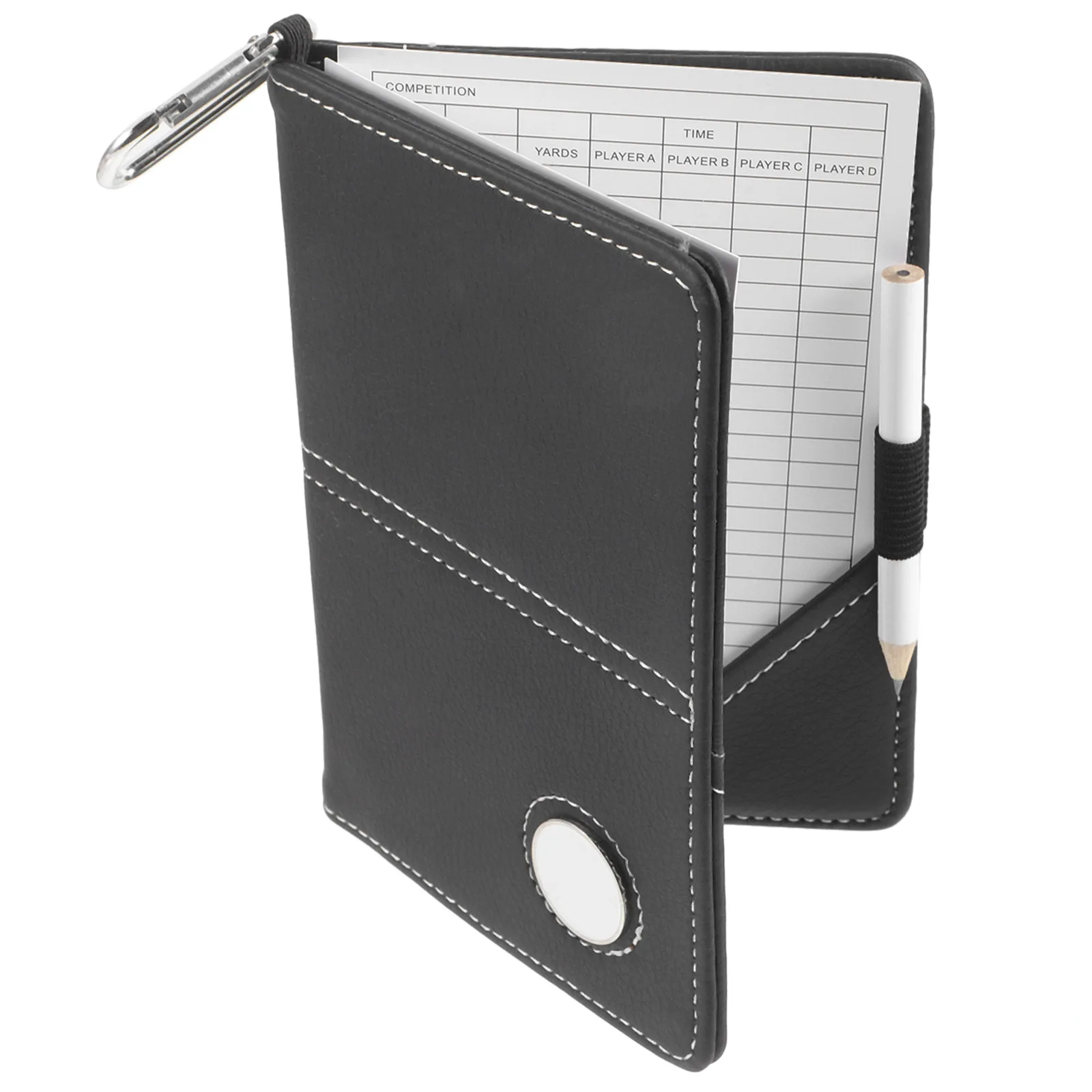 

Golf Scoring Book Scorecard Holder PU Black Ball Marker Stylish Golfing Score Record Notebook Lightweight Portable