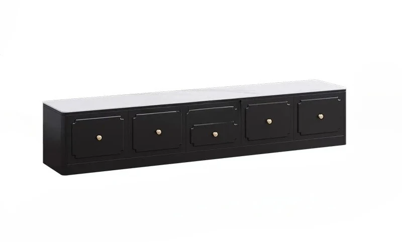 

Medieval laser floor long cabinet hidden socket video cabinet living room retro wind rock slab TV cabinet