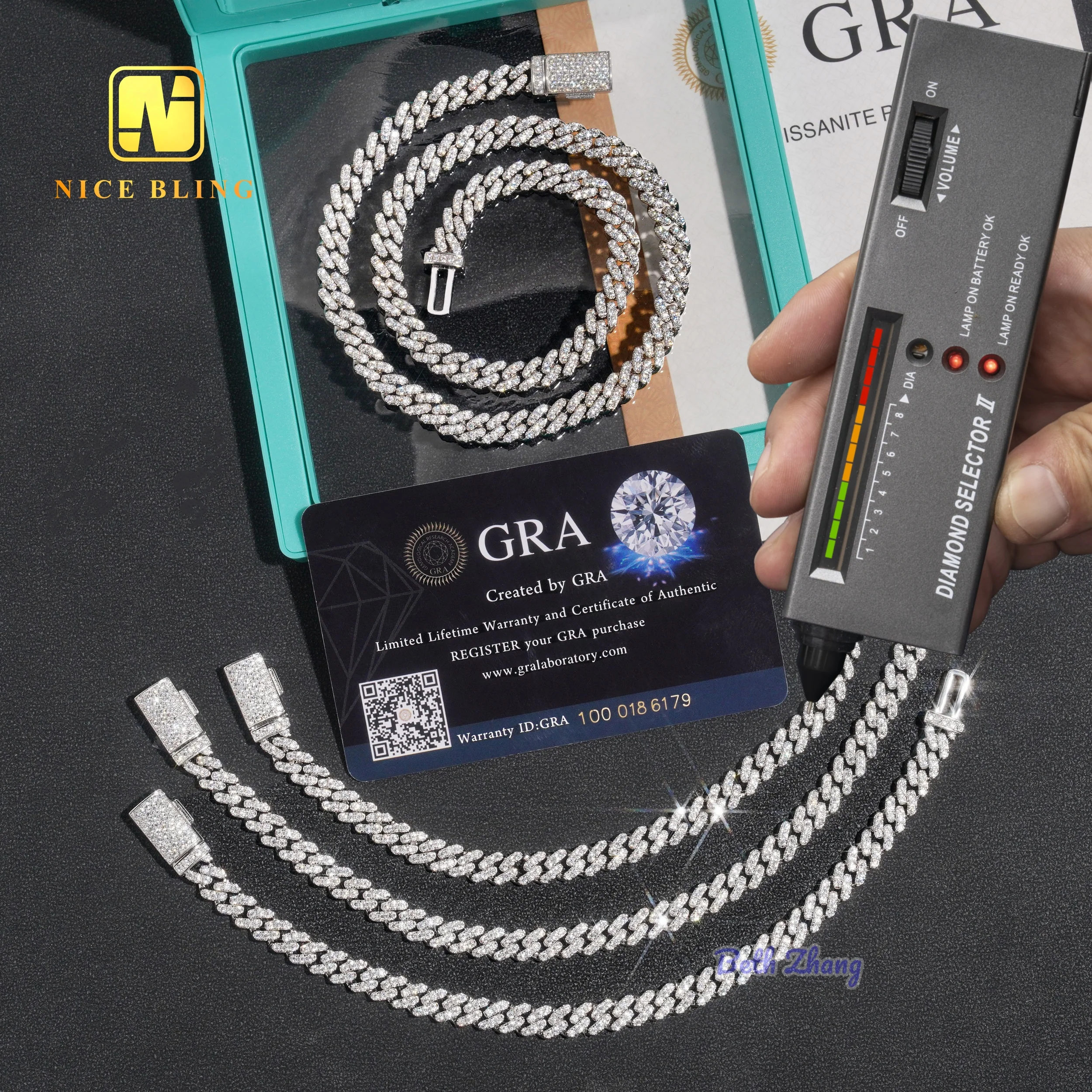 Moissanite Cuban Link Chain Iced Out - Rantai Kalung & Gelang Cuban Iced