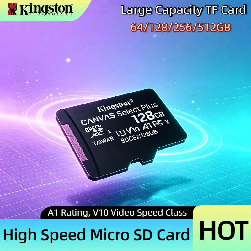 Kingston 64GB 128GB MicroSD TF Card 256GB 512GB Flash Memory Card A1 V10 Original Storage Micro SD Cards for Phone/Tablet/Switch