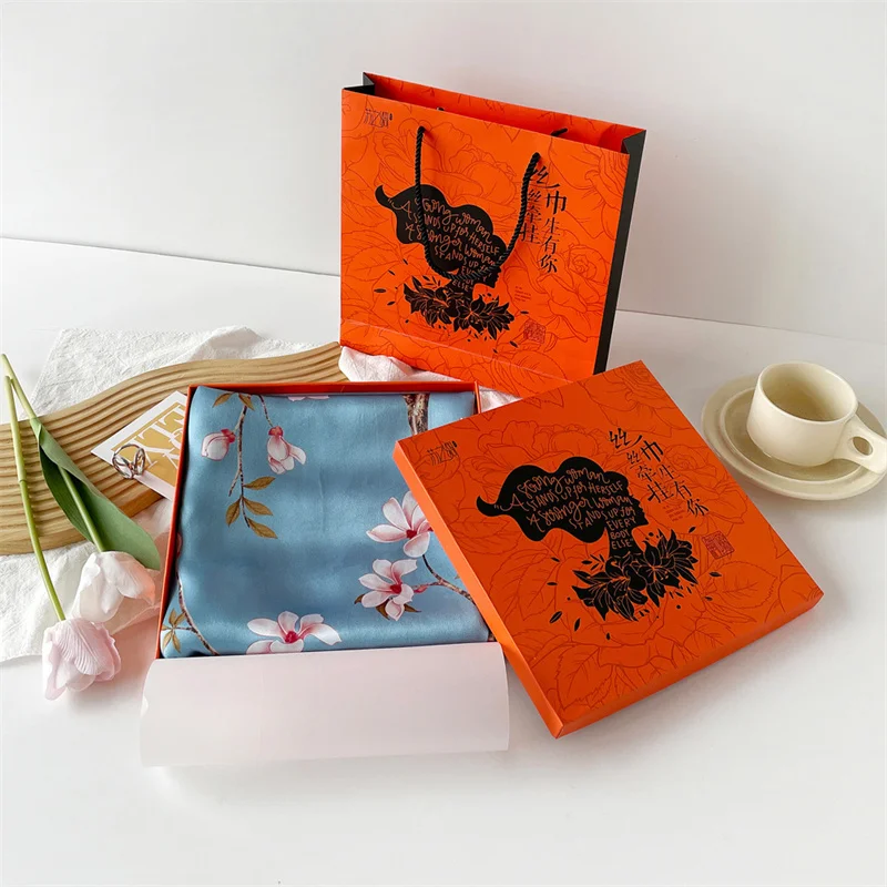 100% وشاح حريري المرأة المطبوعة الحرير التفاف طويل 170x51 سنتيمتر الربيع الصيف السيدات مزدوجة الطبقات الصينية الفاخرة شال وشاح حريري #5