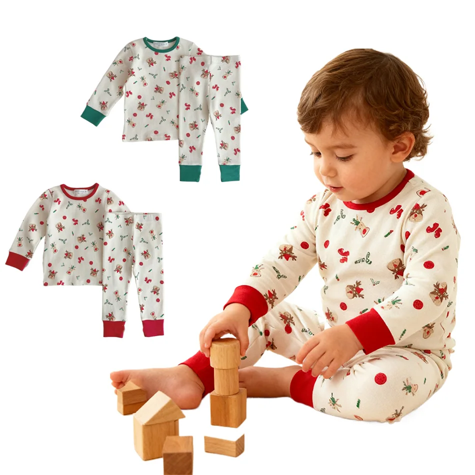 Christmas Baby Pajamas Set 2-Piece Cotton Soft Kids Sleepwear Holiday Themed Outfit for Infant Cute Xmas Clothes For Baby
