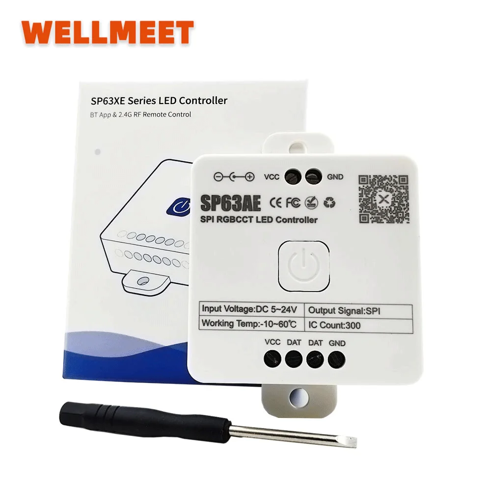 

SP63AE SPI RGBCCT Addressable LED Controller DC 5V 12V 24V 300 Pixel and 2.4G RF Wireless Touch Remote Control Magic Color Panel