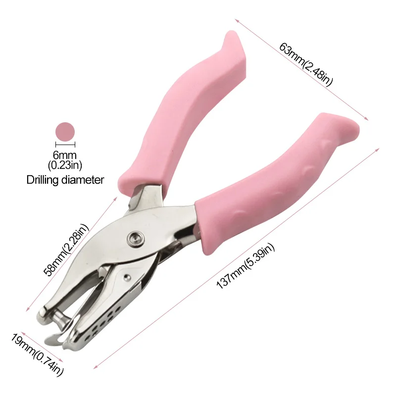 Pinza per punzonatura a foro singolo portatile da 6 mm Strumento per punzonatura per casa per ufficio in carta a fogli mobili fai-da-te Nuovo stile per uso industriale aziendale