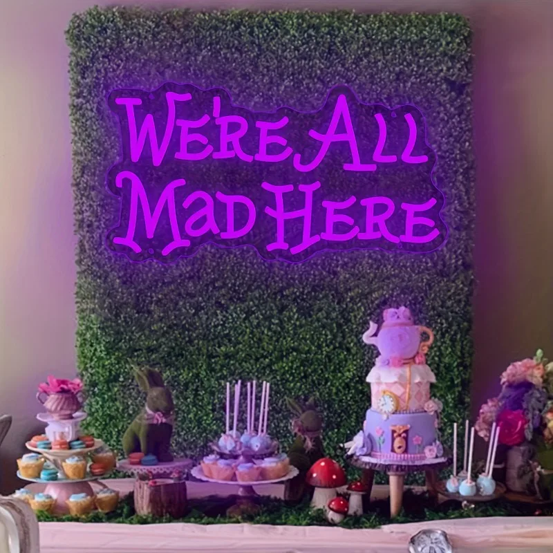 

Светодиодный неоновый настенный светильник "We Are All Here", питание от USB, кнопочное управление, идеально подходит для кафе, освещения мебели