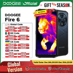 DOOGEE Fire 6 Robustes Telefon 6,56 Zoll 90 Hz Display T606 Octa Core 6 GB + 256 GB 50 MP AI Hauptkamera 10400 mAh/18 W Mobiltelefon Android 14