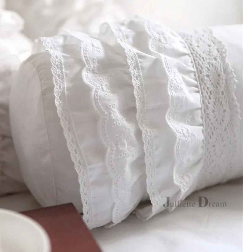 White Throw Pillow Cushion Decorative Pillow European Candy Cushion Princess Ruffle Lace Lumbar Cute Pillow Sofa Hand Rests