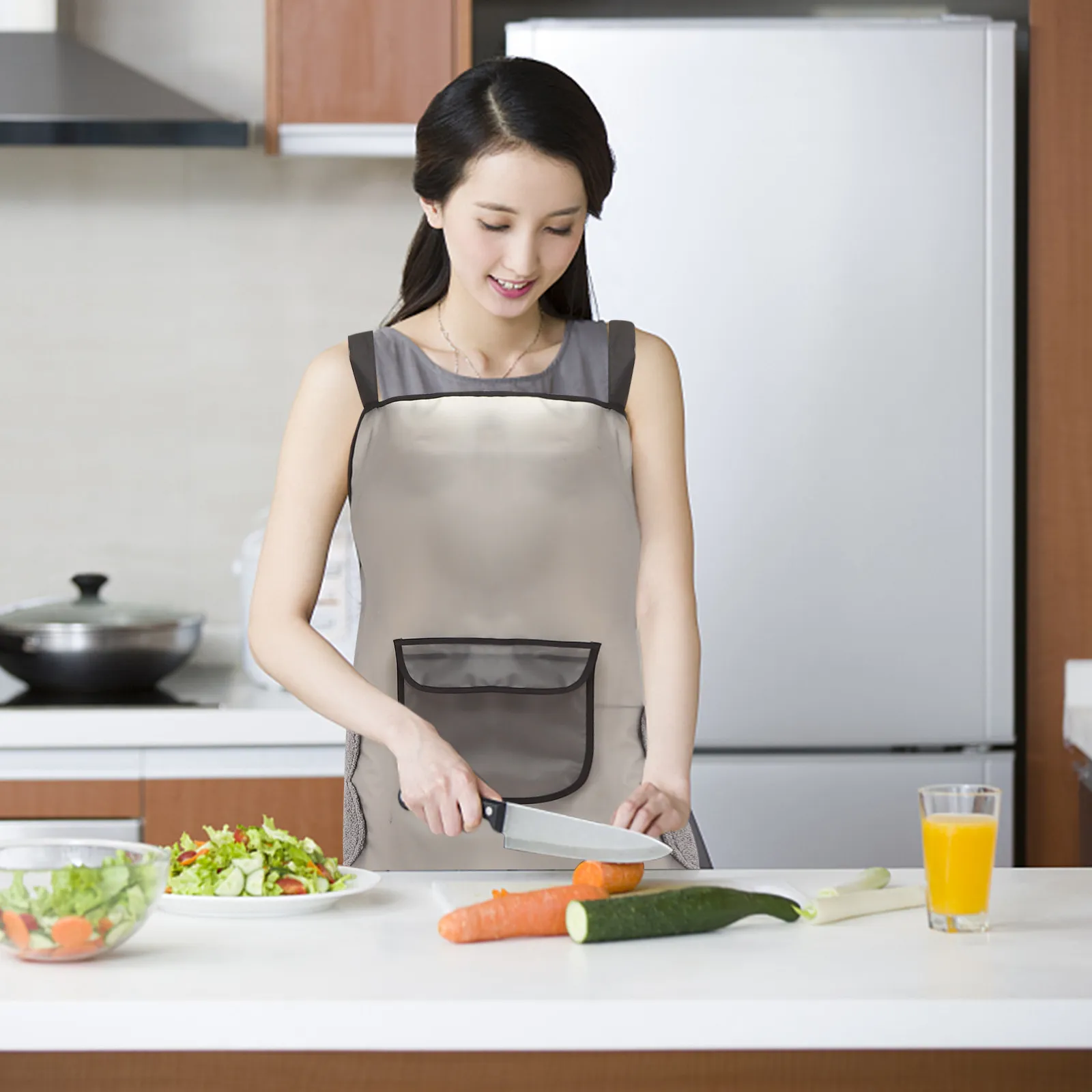 

Водонепроницаемый кухонный фартук большого размера с карманом из ТПУ, масло- и износостойкий, регулируемый, для готовки и выпечки, для женщин
