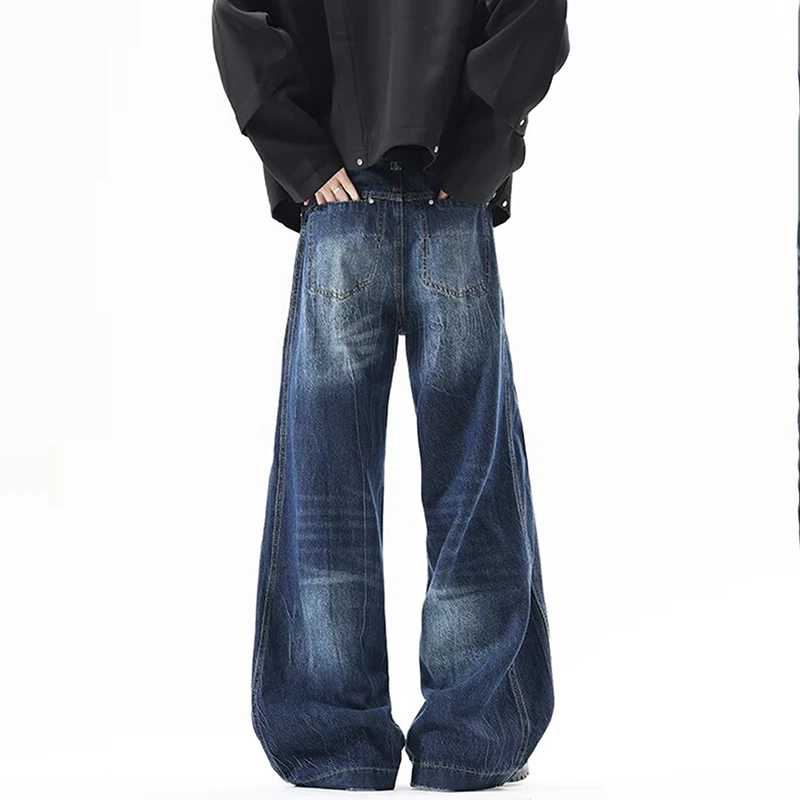 LUZHEN ファッション グラデーション ウォッシュド ルーズ ワイドレッグ デニムパンツ メンズ 2025 新作 ハイ クオリティ シンプル カジュアル ストレート ジーンズ JY3138